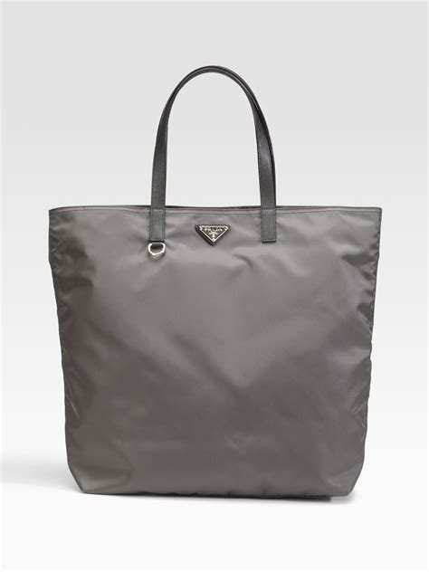 grey prada tote bag